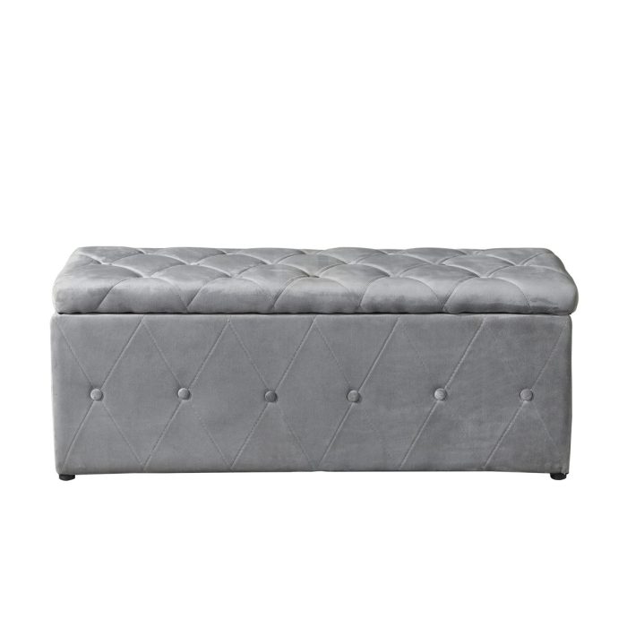 3 Piece Rectangular Storage Ottoman Short Velvet With 2 Set Ottomans - Image 4
