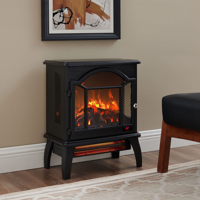 3D Flame Electric Infrared Quartz Fireplace Stove With Remote Control - Image 5