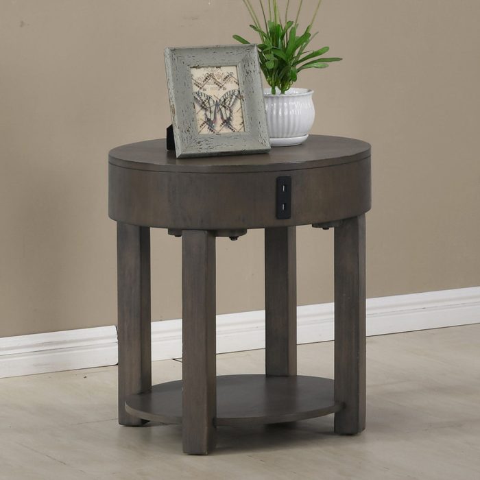 Jonah - MDF End Table With USB Ports - Light Brown - Image 3