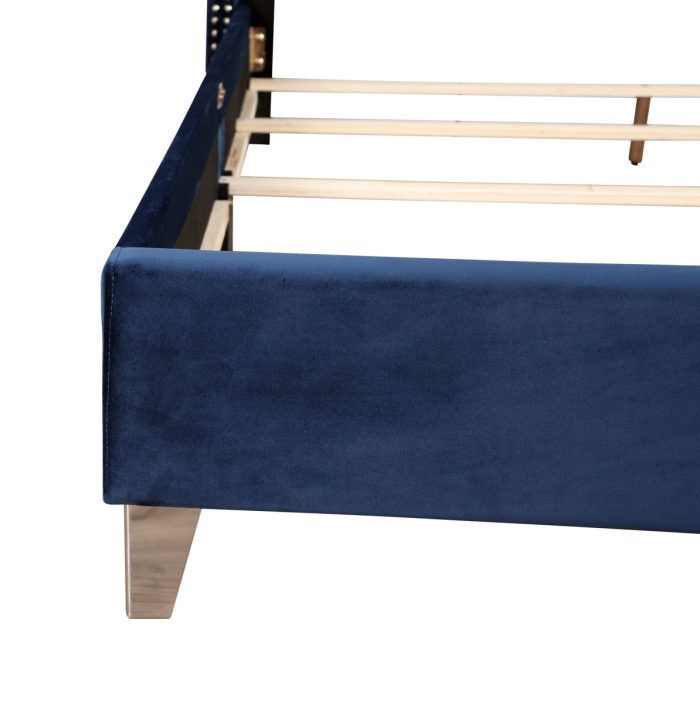 Upholstered Nailhead Trim Chic Bed - Image 8
