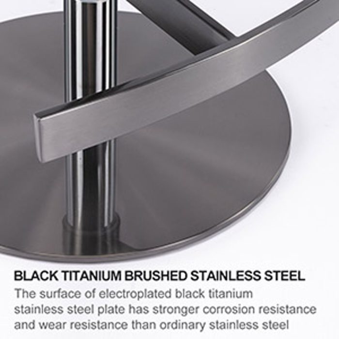 Titanium Stainless Steel Bar Stool, Grade Modern Leather Bar Chair With Backrest, Swivel Adjustable Height For Kitchen Counter And Dining Room - Image 2
