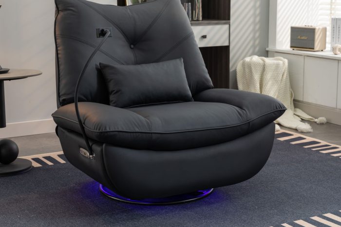 270 Swivel Glider Recliner Chair, Power Recliner Rocking Chair, USB Port Charge For Nursery Chair With Atmosphere Lamp For Living Room Bedroom Apartment - Image 11
