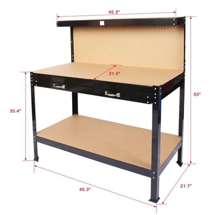 Wood Work Bench - Black / Light Brown - Image 4