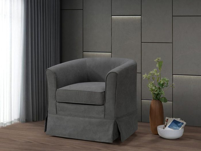 Tucker - Woven Fabric Swivel Barrel Chair - Image 6