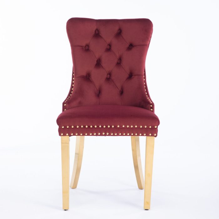 Nikki - Modern, High-End Tufted Solid Wood Contemporary Velvet Upholstered Dining Chair With Golden Stainless Steel Plating Legs, Nailhead Trim (Set of 2) - Image 15