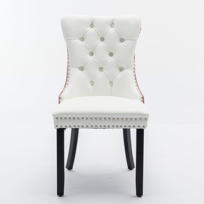 Nikki - Modern, High-End Tufted Solid Wood Contemporary PU And Velvet Upholstered Dining Chair With Wood Legs Nailhead Trim (Set of 2) - Image 4