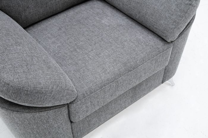 Villanelle - Linen Chair With Chrome Finish Legs - Light Gray - Image 2