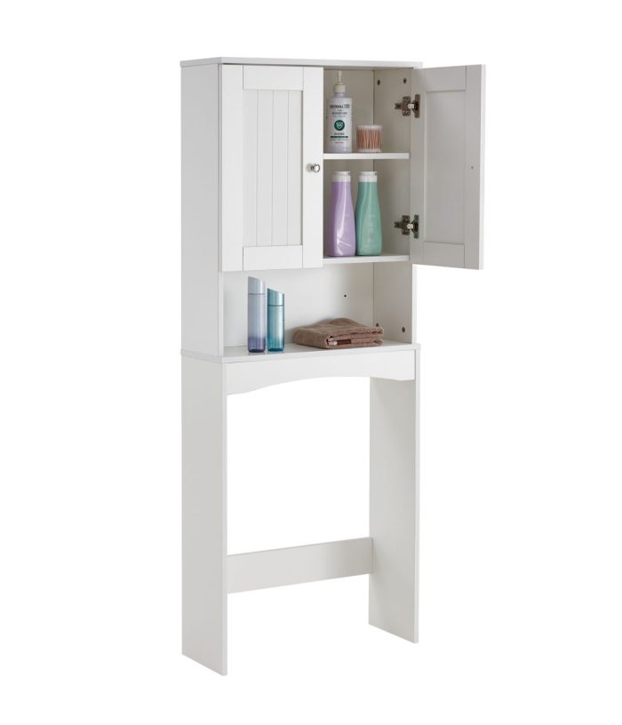 Home Bathroom Shelf Over-The-Toilet, Bathroom Spacesaver, Bathroom Storage Cabinet Organizer - White - Image 2