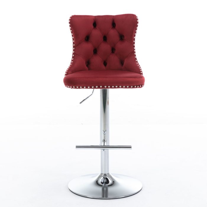 Swivel Velvet Barstools Adjusatble Seat Height From 25-33", Modern Upholstered Chrome Base Bar Stools With Backs Comfortable Tufted For Home Pub And Kitchen Island (Set of 2) - Image 19