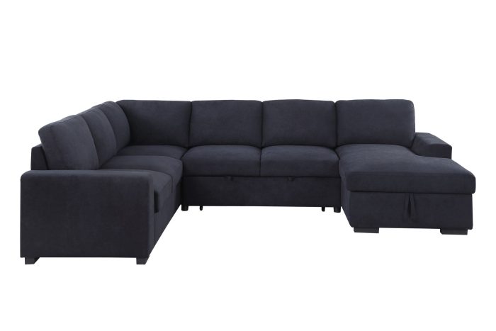 Selene II - Woven Fabric Sleeper Sectional Sofa With Right Facing Storage Chaise - Dark Gray - Image 2