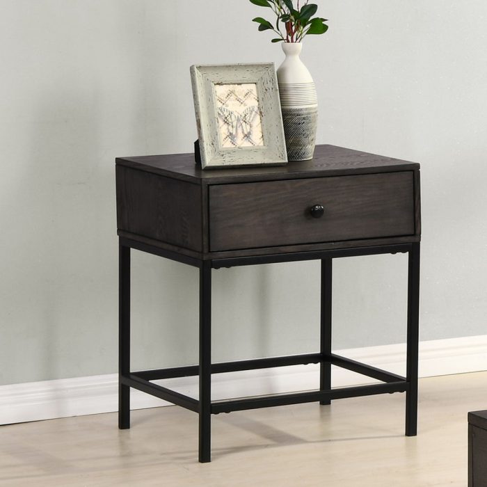 Ava - MDF End Table With Charging Ports And Metal Base - Espresso - Image 2