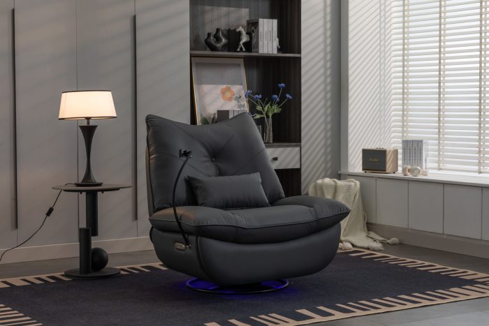 270 Swivel Glider Recliner Chair, Power Recliner Rocking Chair, USB Port Charge For Nursery Chair With Atmosphere Lamp For Living Room Bedroom Apartment - Image 9