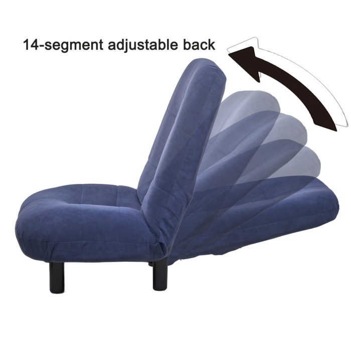 Single Sofa Reclining Japanese Chair Lazy Sofa Tatami Balcony Adjustable Chair - Navy Blue - Image 4