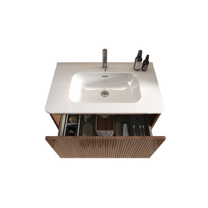 Etna - Striped Bathroom Vanity With Ceramic Sink, Wall Mounted Floating Bathroom Vanity For Modern Bathroom - Image 2