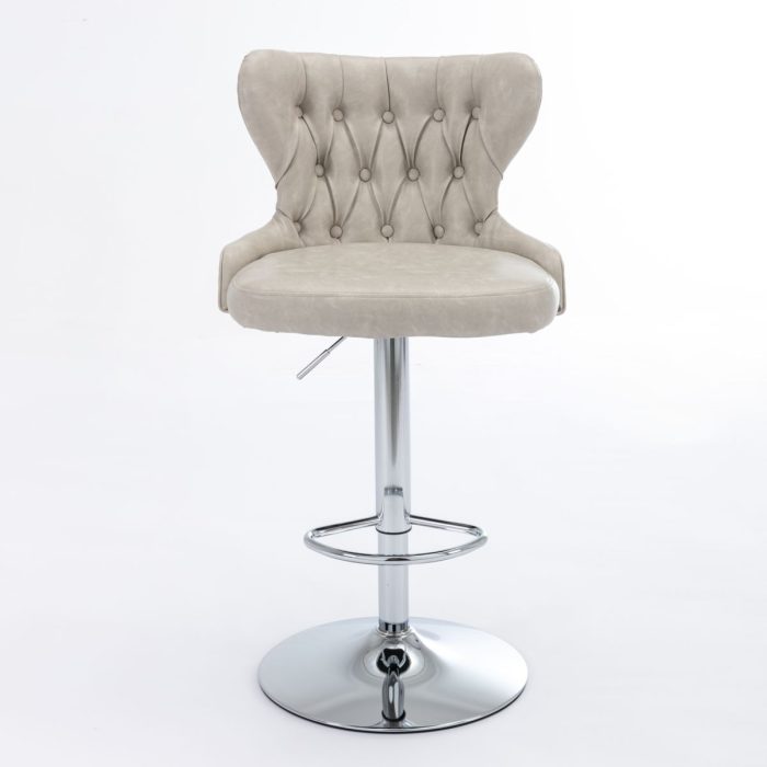 Swivel Barstools Adjusatble Seat Height From 25-33", Modern Upholstered Chrome Base Bar Stools With Backs Comfortable Tufted For Home Pub And Kitchen Island - Image 5