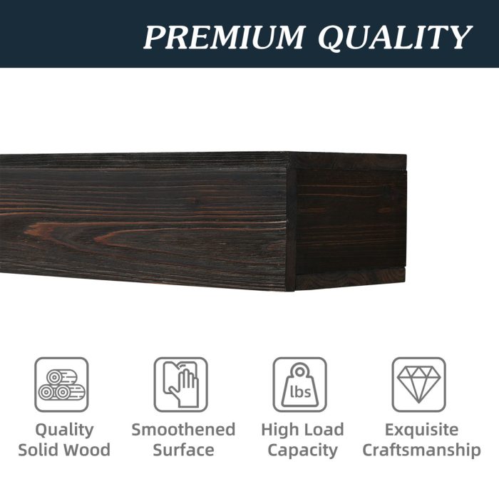 Rustic Wood Fireplace Mantel, Wall-Mounted & Floating Shelf For Home Decor - Image 13