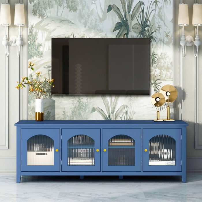 StylishTVcabinet Entertainment CenterTV Stand, TVconsoletable, Media Console, Solidwood Frame, Changhong Glass Door, Metal Handle - Image 2