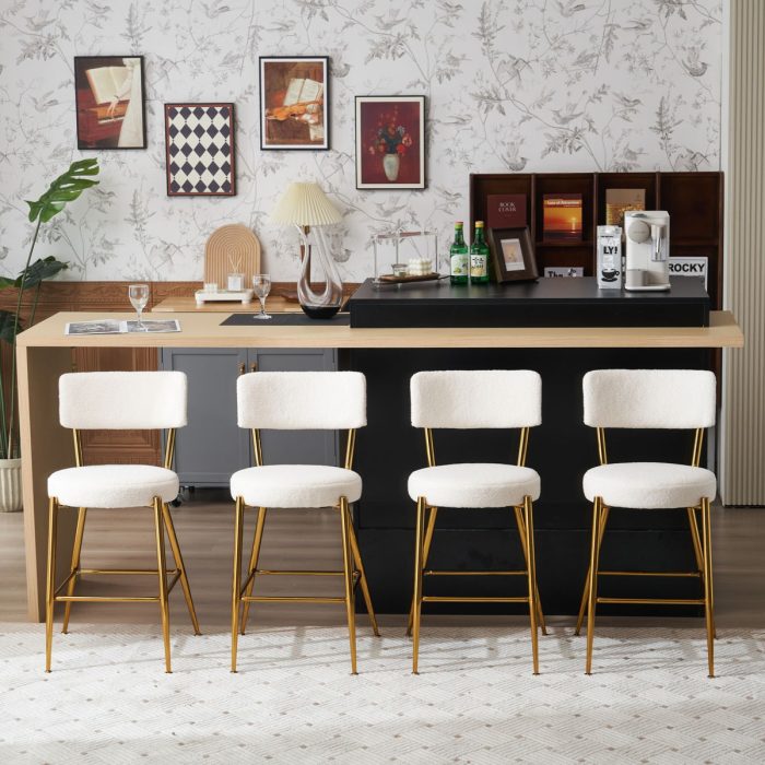 Modern Teddy Fabric Upholstered Bar Stools - Image 5