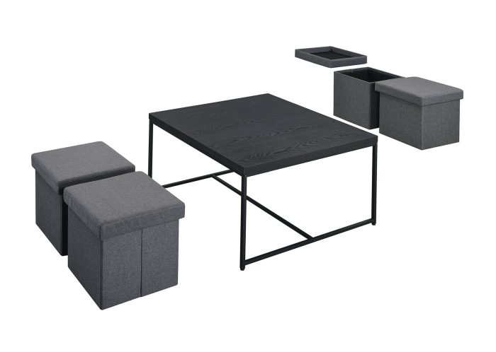 Caitlin - Wood Grain 5 Piece Coffee Table (Set of 5) - Image 3