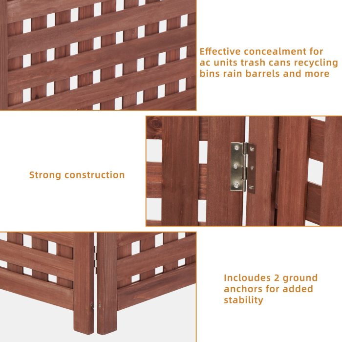 Air Conditioner Fence Screen Outside, Cedar Privacy Fence 3 Panels To Hide Ac & Trash Enclosure - Image 4