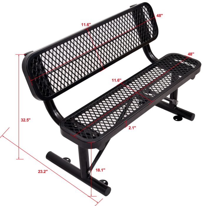 6' Outdoor Steel Bench With Backrest - Image 16