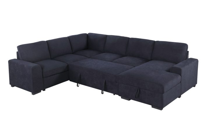 Selene II - Woven Fabric Sleeper Sectional Sofa With Right Facing Storage Chaise - Dark Gray - Image 3