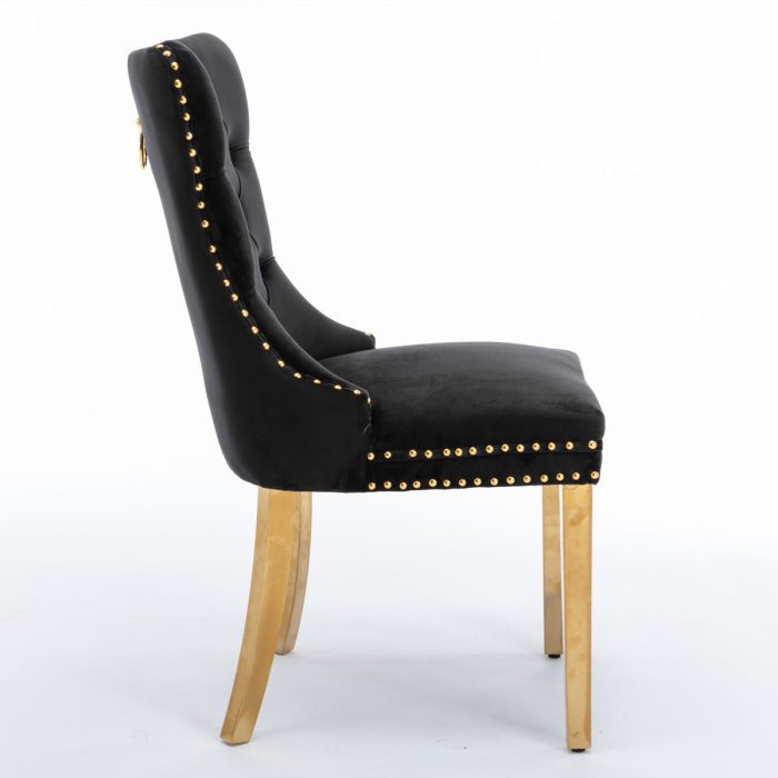 Nikki - Modern, High-End Tufted Solid Wood Contemporary Velvet Upholstered Dining Chair With Golden Stainless Steel Plating Legs, Nailhead Trim (Set of 2) - Image 12