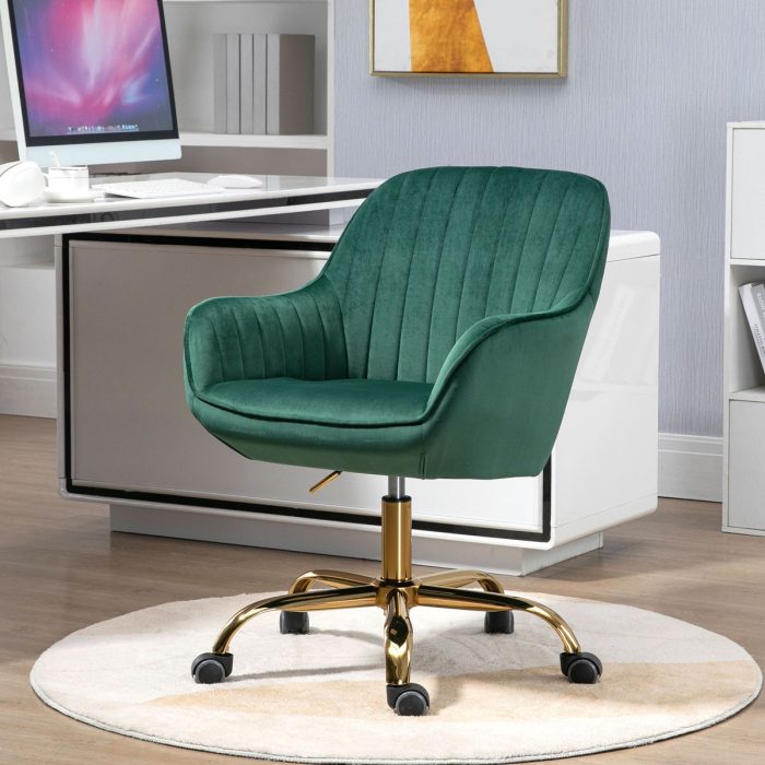 Swivel Chair With High Back, Adjustable Working Chair With Golden Base - Image 2