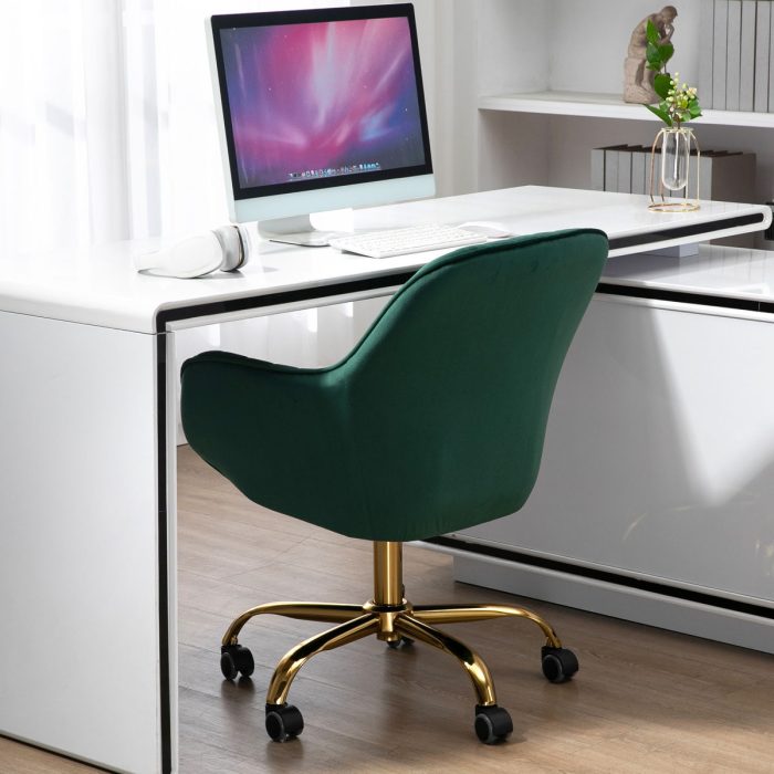 Swivel Chair With High Back, Adjustable Working Chair With Golden Base - Image 4