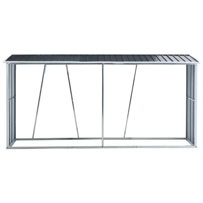 Firewood Rack, Log Holder With Roof, Log Storage, Firewood Stand For Outdoor Backyard Garden Patio Porch, Galvanized Steel - Gray - Image 4