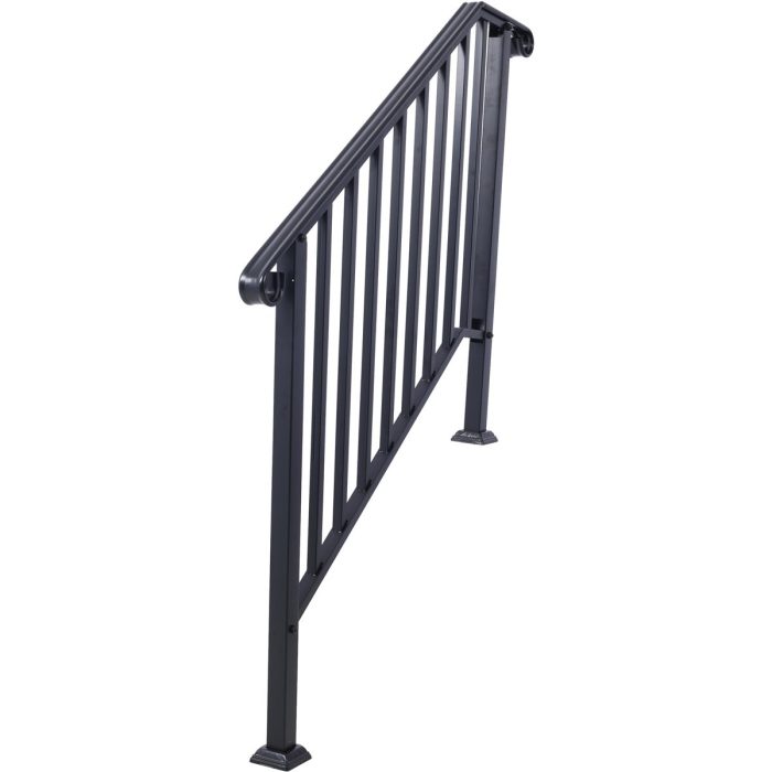 Handrails For Outdoor Steps, Fit 2 Or 3 Steps Outdoor Stair Railing, Wrought Iron Handrail, Flexible Porch Railing, Transitional Handrails For Concrete Steps Or Wooden Stairs - Image 2