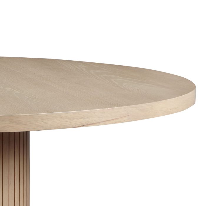 Caspian - 5 Piece Round Dining Table Set With Chairs - Oak - Image 3