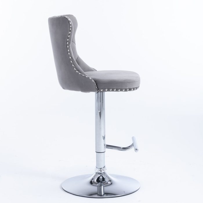 Swivel Velvet Barstools Adjusatble Seat Height From 25-33", Modern Upholstered Chrome Base Bar Stools With Backs Comfortable Tufted For Home Pub And Kitchen Island (Set of 2) - Image 12