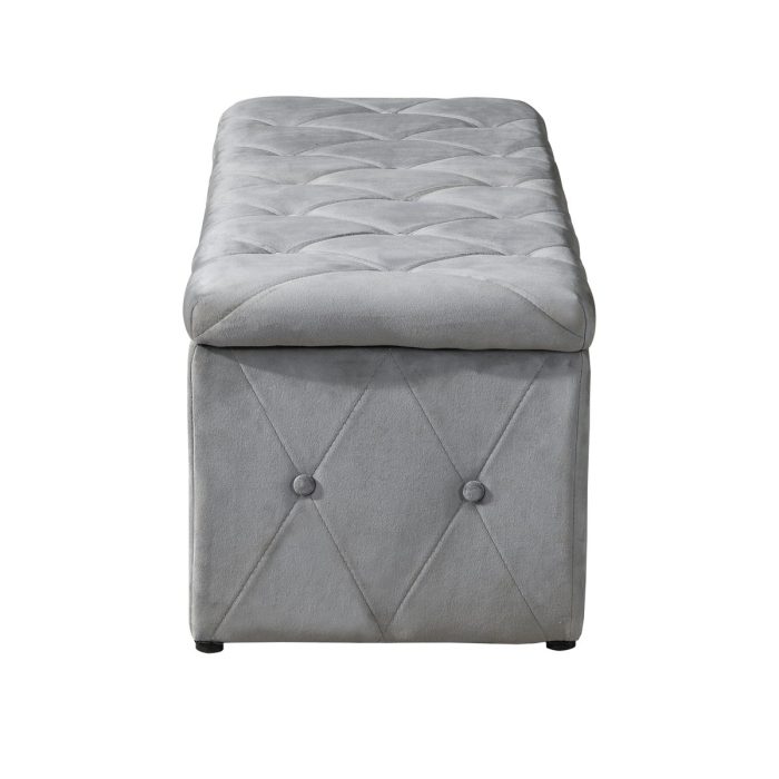 3 Piece Rectangular Storage Ottoman Short Velvet With 2 Set Ottomans - Image 3