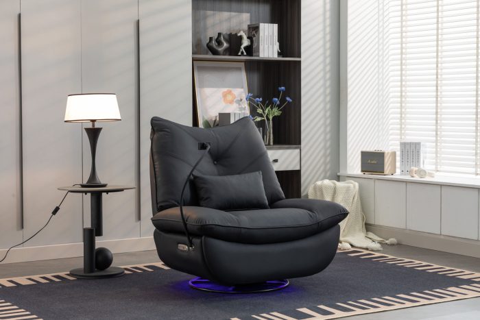270 Swivel Glider Recliner Chair, Power Recliner Rocking Chair, USB Port Charge For Nursery Chair With Atmosphere Lamp For Living Room Bedroom Apartment - Image 6