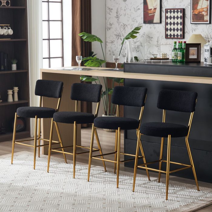 Modern Teddy Fabric Upholstered Bar Stools - Image 4