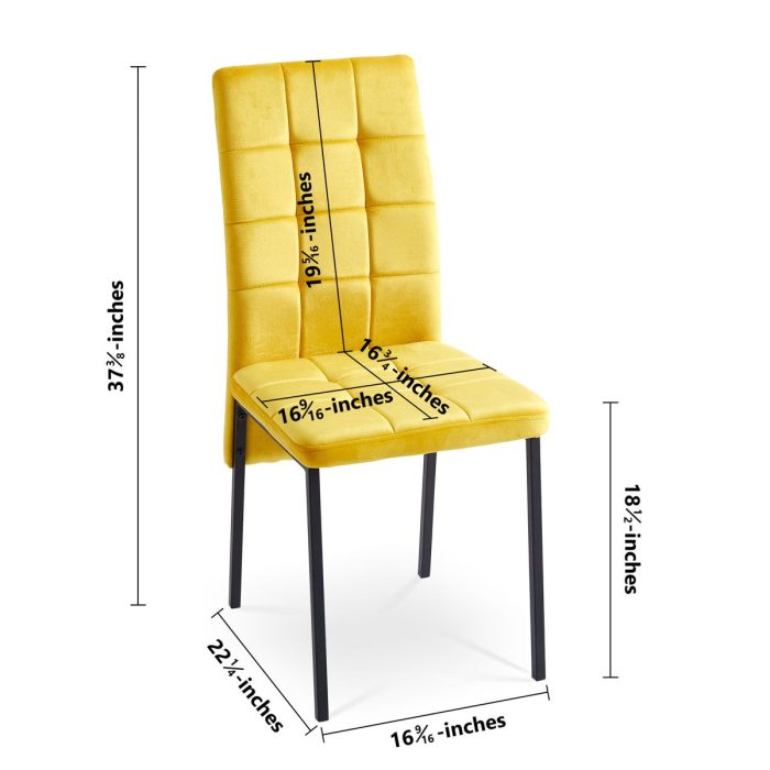 Velvet High Back Nordic Dining Chair Modern Fabric Chair With Black Legs (Set of 2) - Image 6