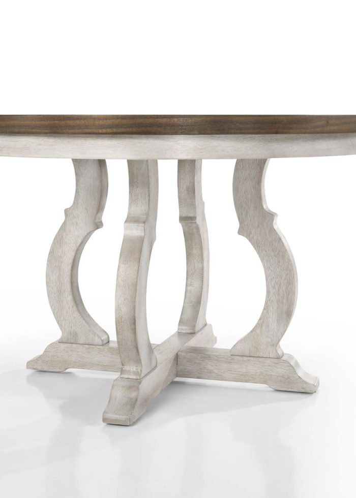 Havanna - 5 Piece Wide Contemporary Round Dining Table With Off White Fabric Chairs (Set of 5) - Vintage Walnut - Image 2