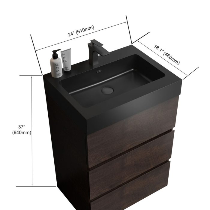 Alice - Bathroom Vanity With Large Storage Freestanding Bathroom Vanity, Sink For Modern Bathroom, One-Piece Sink Basin Without Drain And Faucet - Image 5