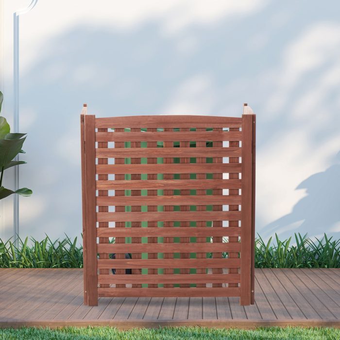 Air Conditioner Fence Screen Outside, Cedar Privacy Fence 3 Panels To Hide Ac & Trash Enclosure - Image 5