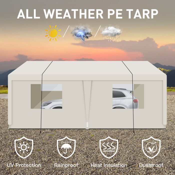 Carport, 10x20 Heavy Duty Portable Carport Garage Tent For Outdoor Storage Shelter - Image 8